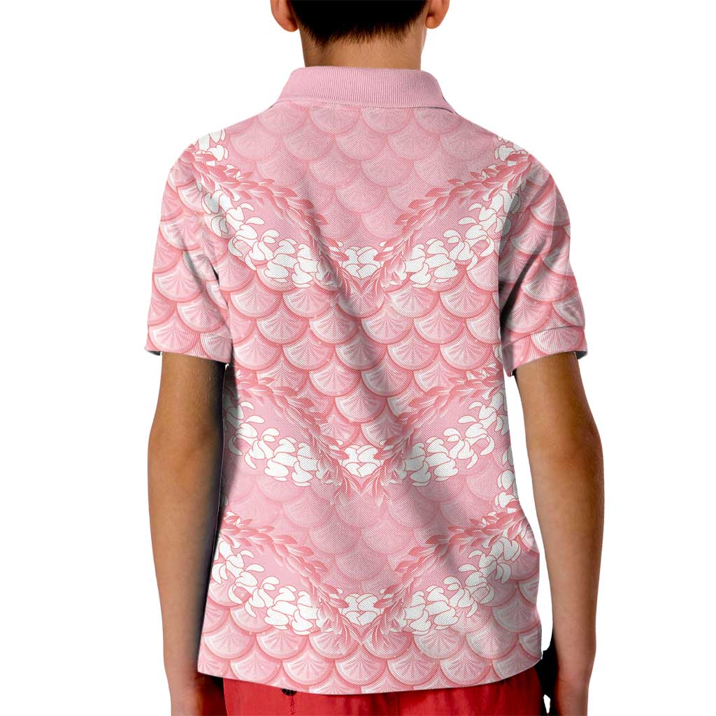 Soft Pink Mermaid Puakenikeni Maile Lei Kid Polo Shirt LT01 - Polynesian Pride