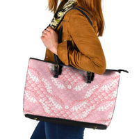 Soft Pink Mermaid Puakenikeni Maile Lei Leather Tote Bag