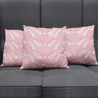 Soft Pink Mermaid Puakenikeni Maile Lei Pillow Cover
