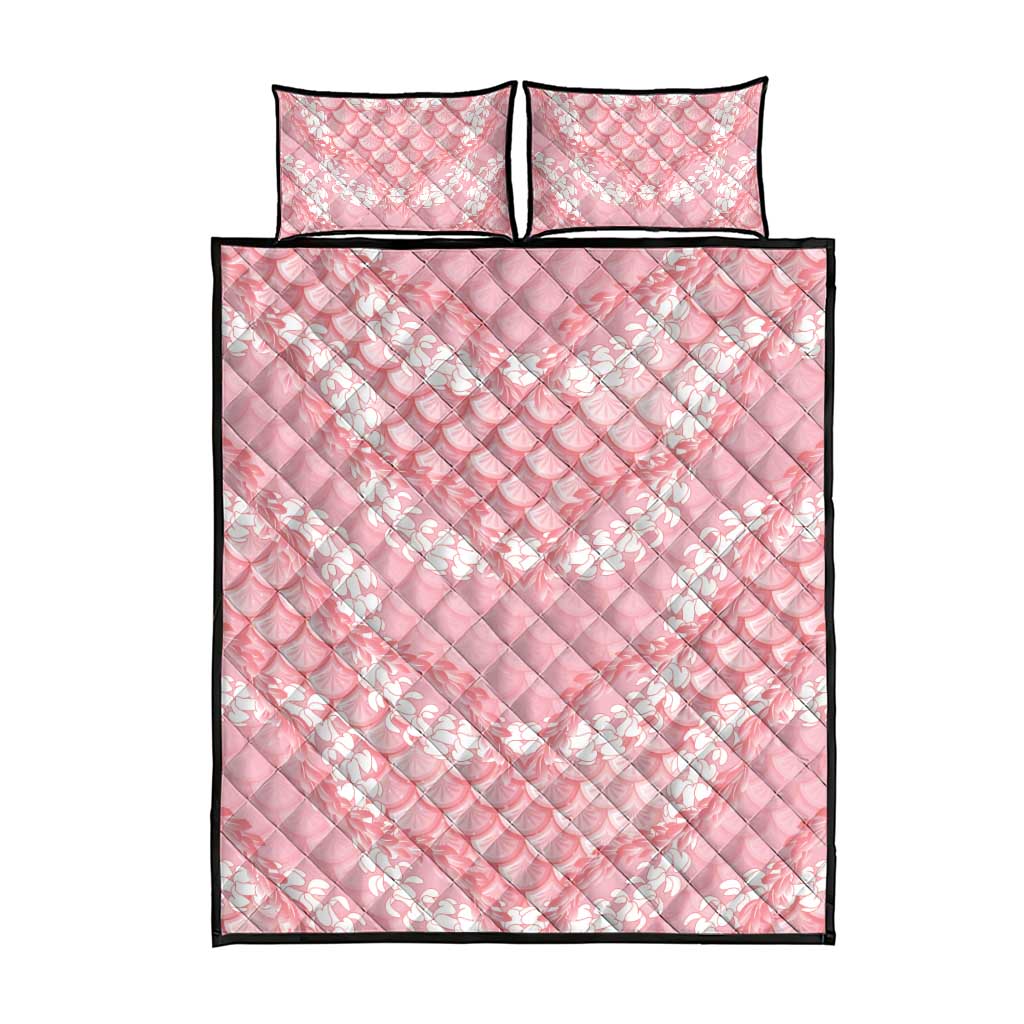 Soft Pink Mermaid Puakenikeni Maile Lei Quilt Bed Set LT01 - Polynesian Pride