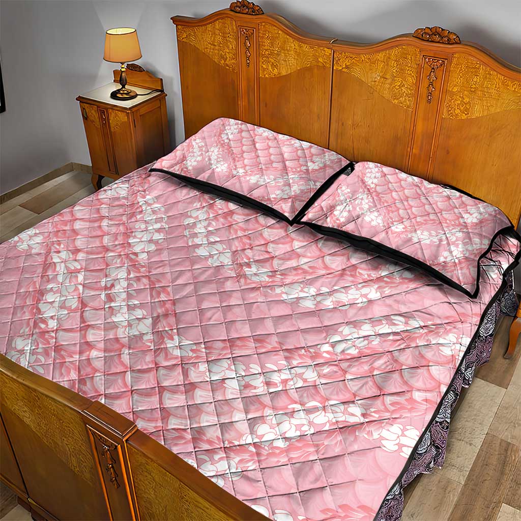 Soft Pink Mermaid Puakenikeni Maile Lei Quilt Bed Set LT01 - Polynesian Pride
