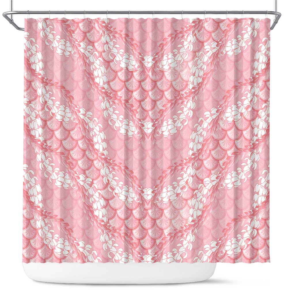 Soft Pink Mermaid Puakenikeni Maile Lei Shower Curtain LT01 Pink - Polynesian Pride
