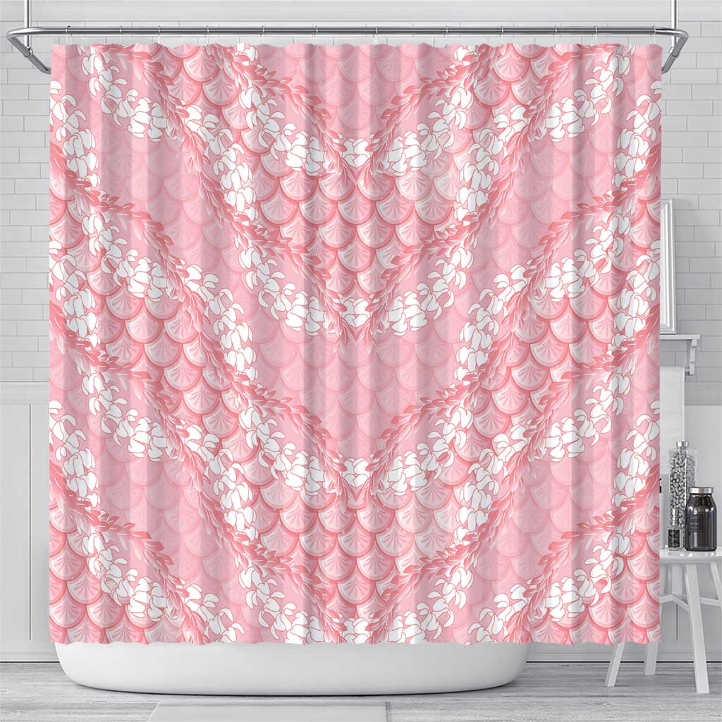 Soft Pink Mermaid Puakenikeni Maile Lei Shower Curtain LT01 - Polynesian Pride
