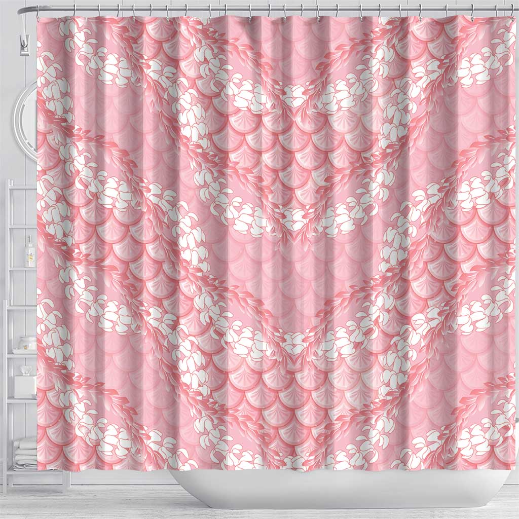 Soft Pink Mermaid Puakenikeni Maile Lei Shower Curtain LT01 - Polynesian Pride