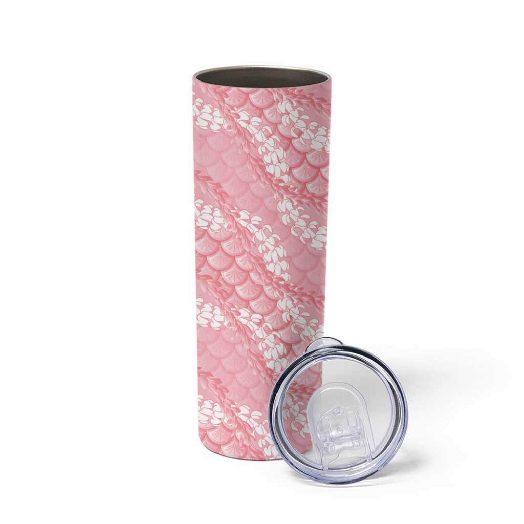 Soft Pink Mermaid Puakenikeni Maile Lei Skinny Tumbler LT01 - Polynesian Pride