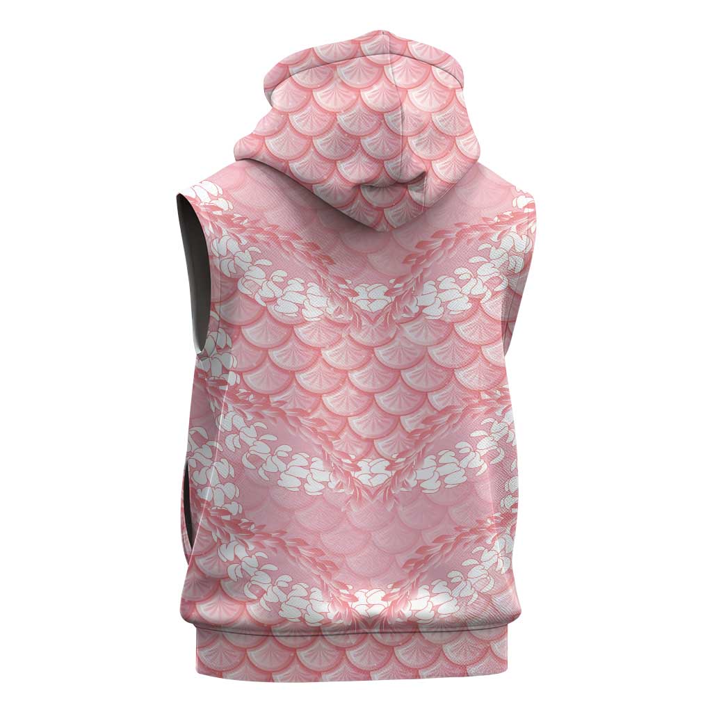 Soft Pink Mermaid Puakenikeni Maile Lei Sleeveless Hoodie