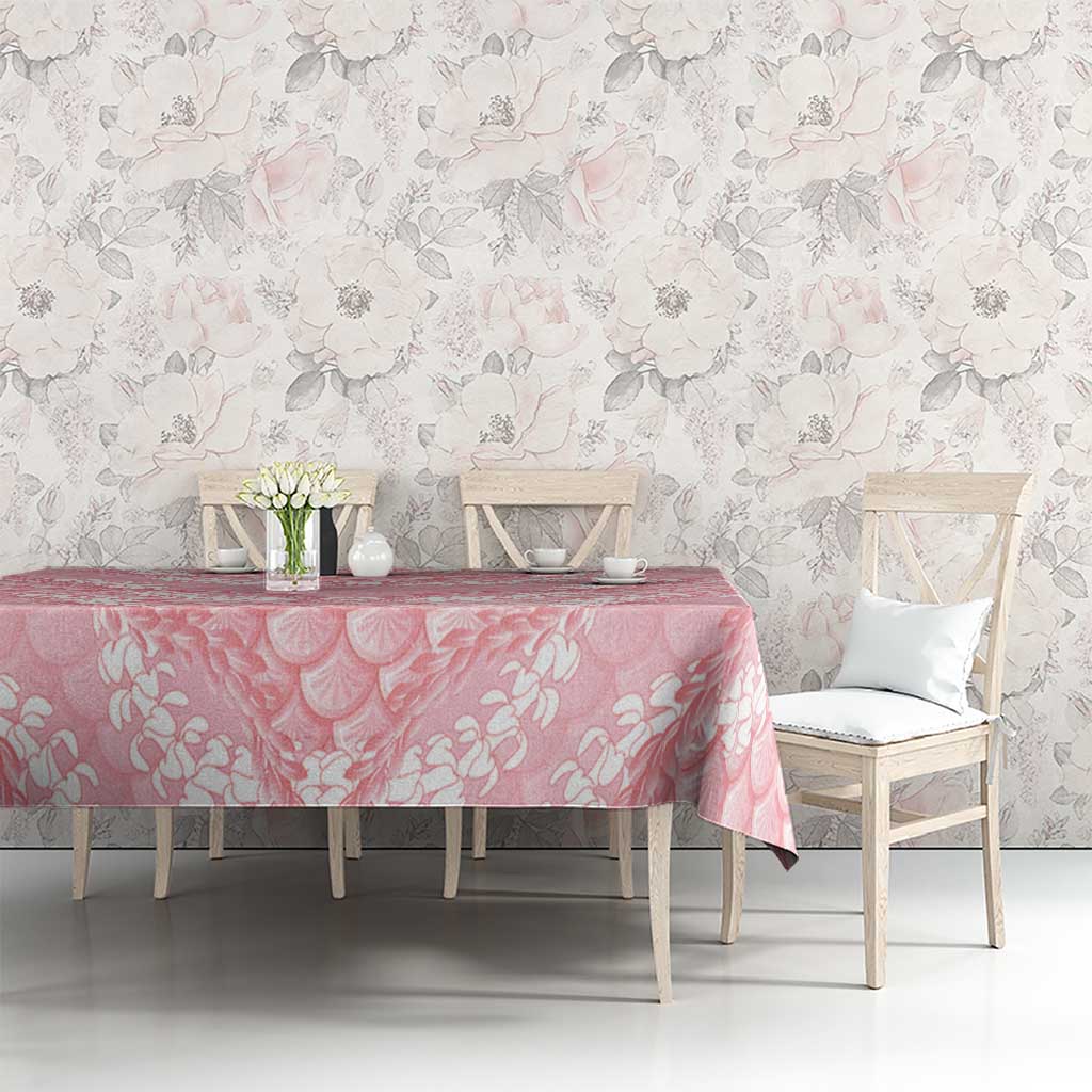 Soft Pink Mermaid Puakenikeni Maile Lei Tablecloth LT01 - Polynesian Pride