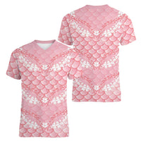 Soft Pink Mermaid Puakenikeni Maile Lei Women V-Neck T-Shirt LT01 - Polynesian Pride