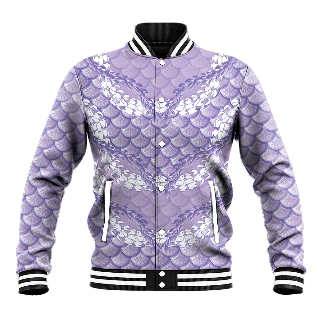 Lilac Mermaid Puakenikeni Maile Lei Baseball Jacket LT01 Unisex Purple - Polynesian Pride