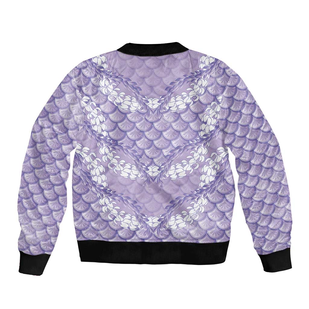 Lilac Mermaid Puakenikeni Maile Lei Bomber Jacket LT01 - Polynesian Pride