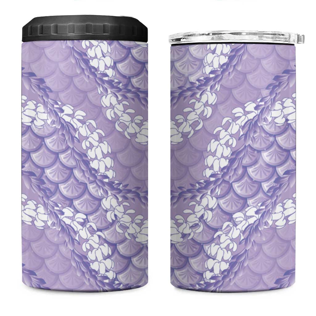 Lilac Mermaid Puakenikeni Maile Lei 4 in 1 Can Cooler Tumbler