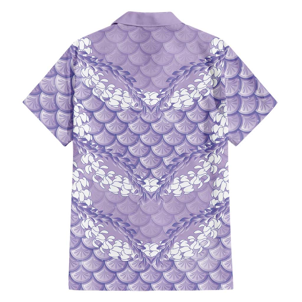 Lilac Mermaid Puakenikeni Maile Lei Family Matching Off The Shoulder Long Sleeve Dress and Hawaiian Shirt LT01 - Polynesian Pride