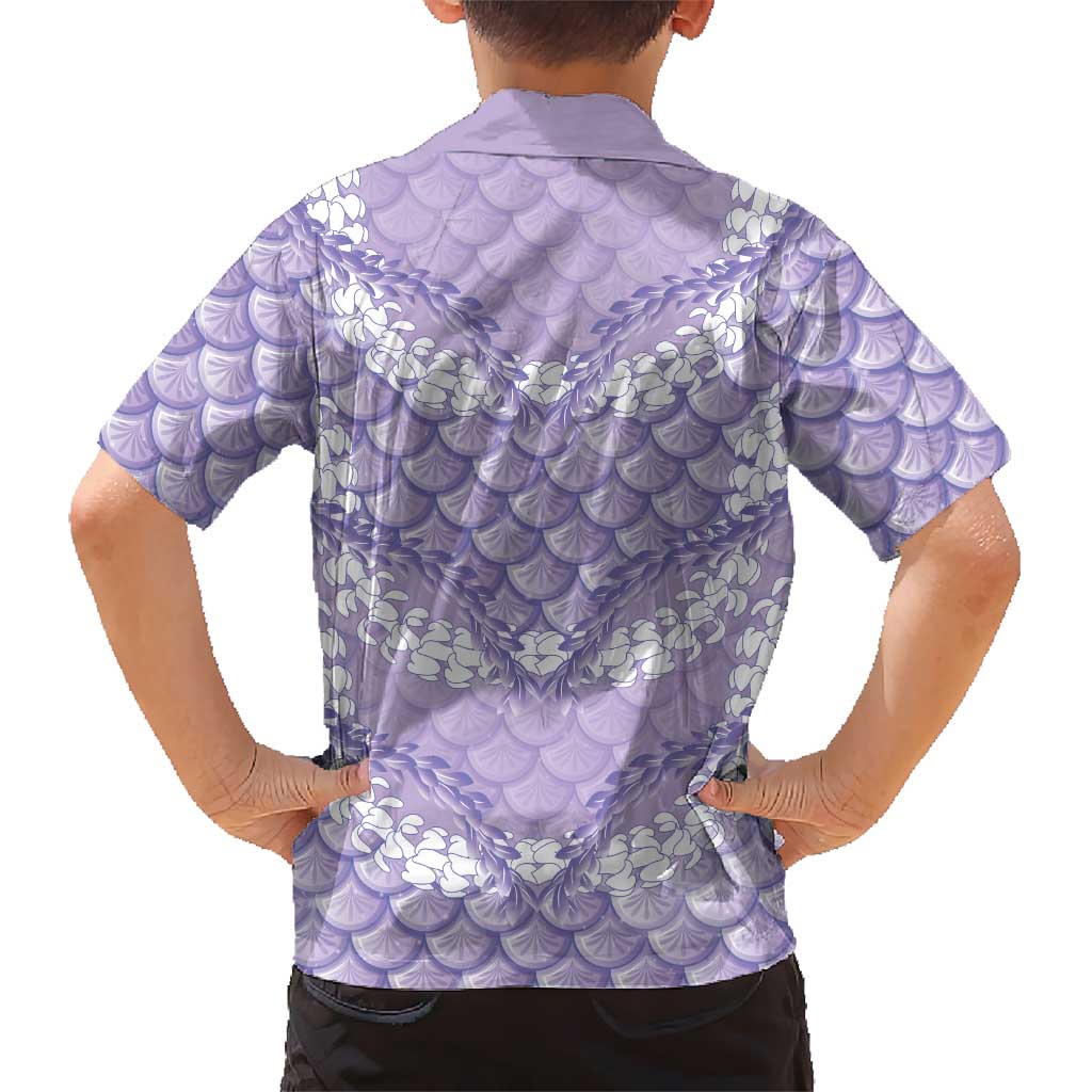 Lilac Mermaid Puakenikeni Maile Lei Family Matching Off Shoulder Maxi Dress and Hawaiian Shirt LT01 - Polynesian Pride