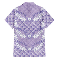 Lilac Mermaid Puakenikeni Maile Lei Family Matching Off Shoulder Maxi Dress and Hawaiian Shirt LT01 - Polynesian Pride