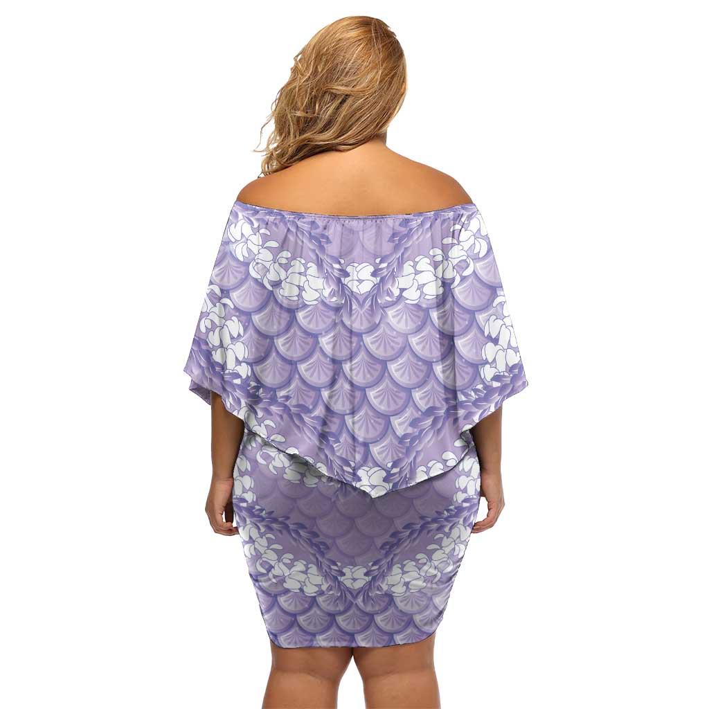 Lilac Mermaid Puakenikeni Maile Lei Family Matching Off Shoulder Short Dress and Hawaiian Shirt LT01 - Polynesian Pride