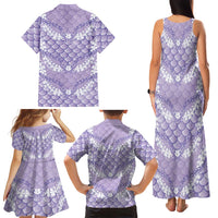 Lilac Mermaid Puakenikeni Maile Lei Family Matching Tank Maxi Dress and Hawaiian Shirt LT01 - Polynesian Pride