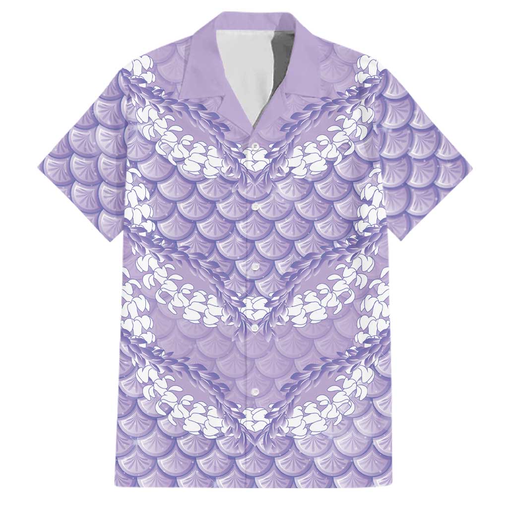 Lilac Mermaid Puakenikeni Maile Lei Family Matching Tank Maxi Dress and Hawaiian Shirt LT01 Dad's Shirt - Short Sleeve Purple - Polynesian Pride
