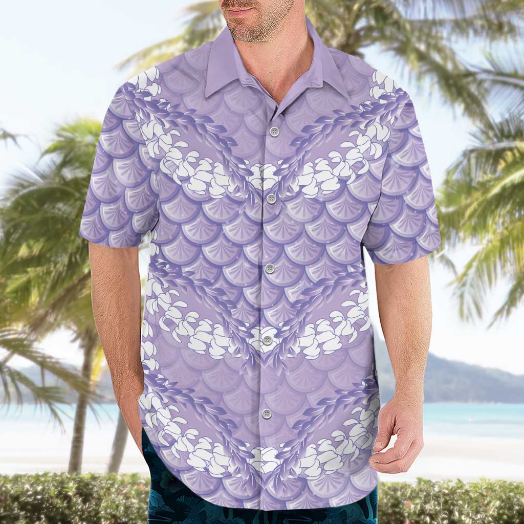Lilac Mermaid Puakenikeni Maile Lei Hawaiian Shirt