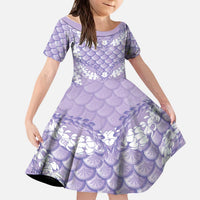 Lilac Mermaid Puakenikeni Maile Lei Kid Short Sleeve Dress