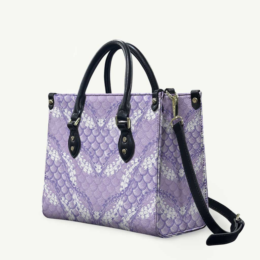 Lilac Mermaid Puakenikeni Maile Lei Leather Bag
