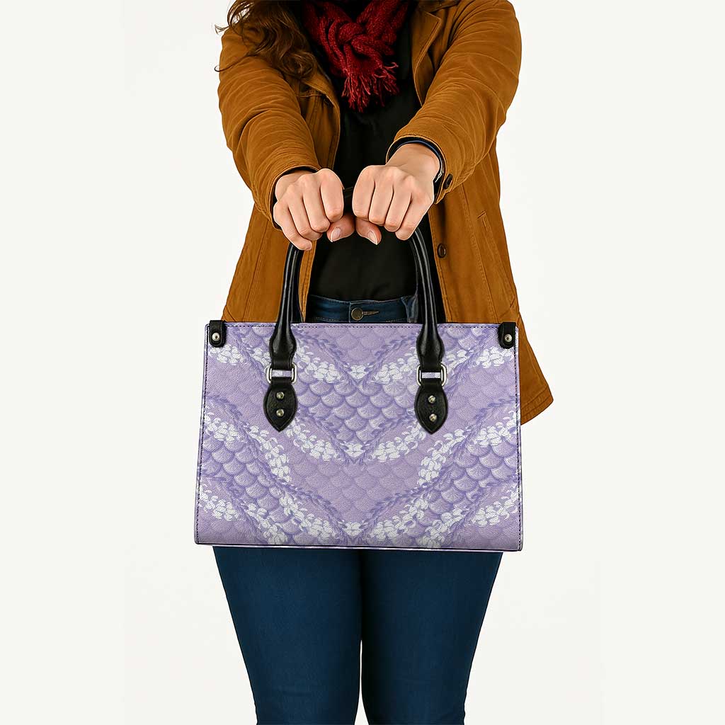 Lilac Mermaid Puakenikeni Maile Lei Leather Bag