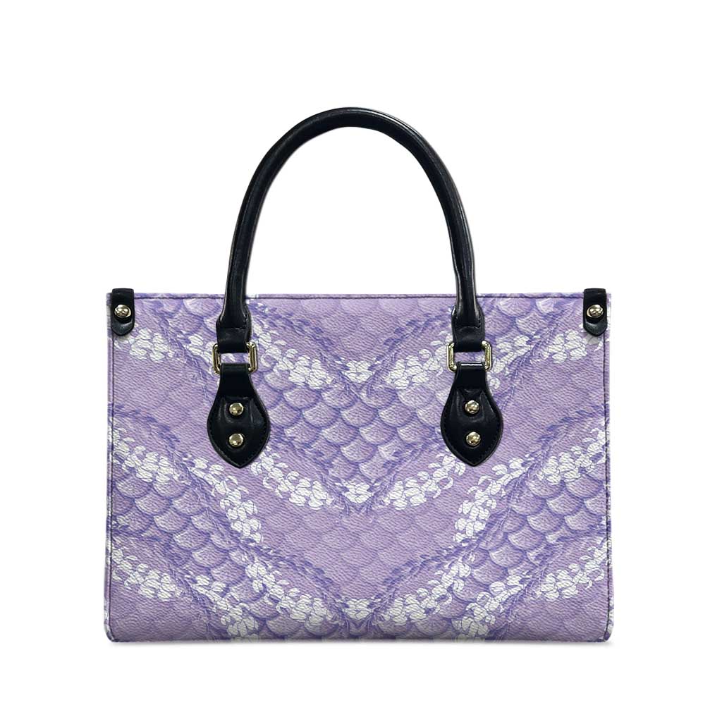 Lilac Mermaid Puakenikeni Maile Lei Leather Bag