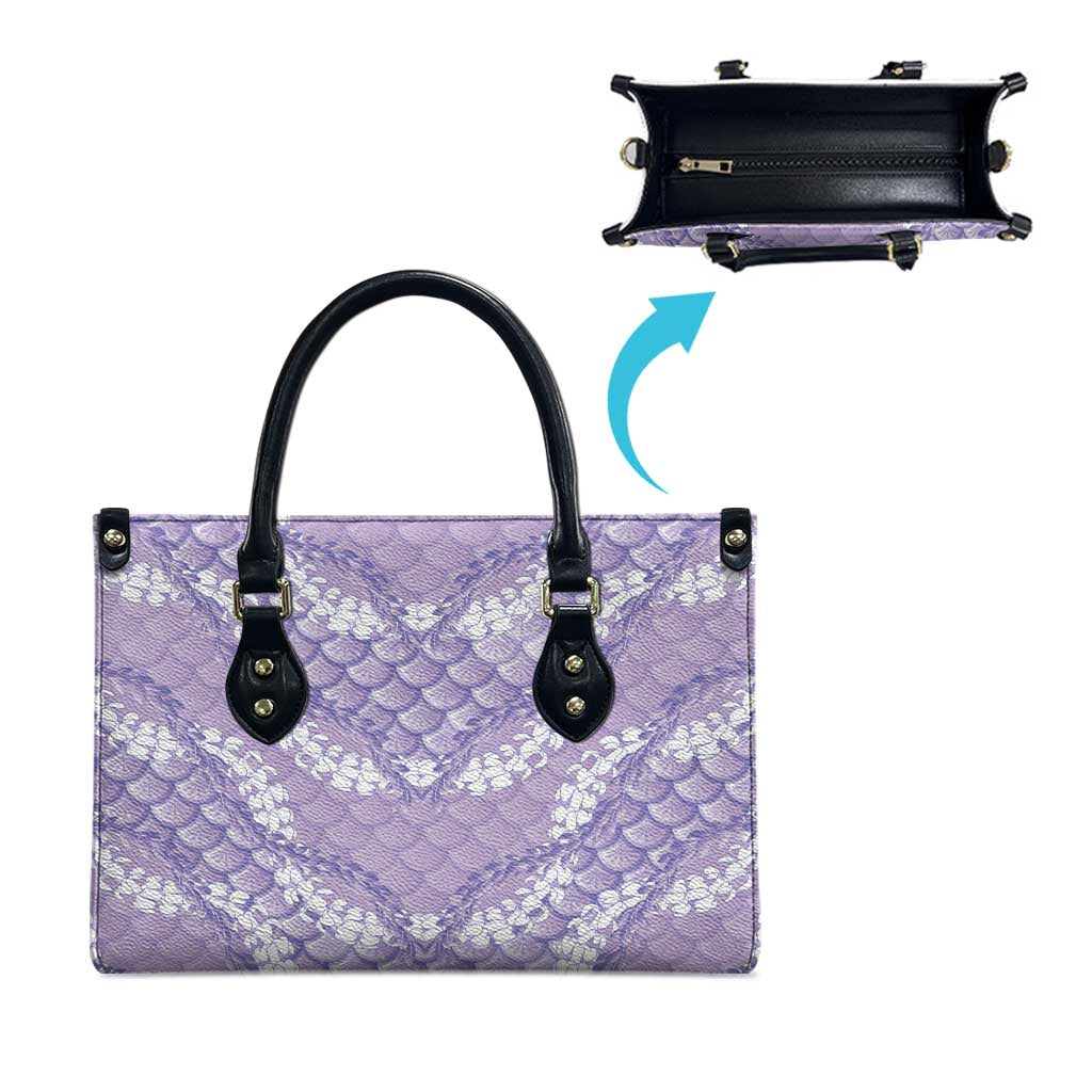 Lilac Mermaid Puakenikeni Maile Lei Leather Bag