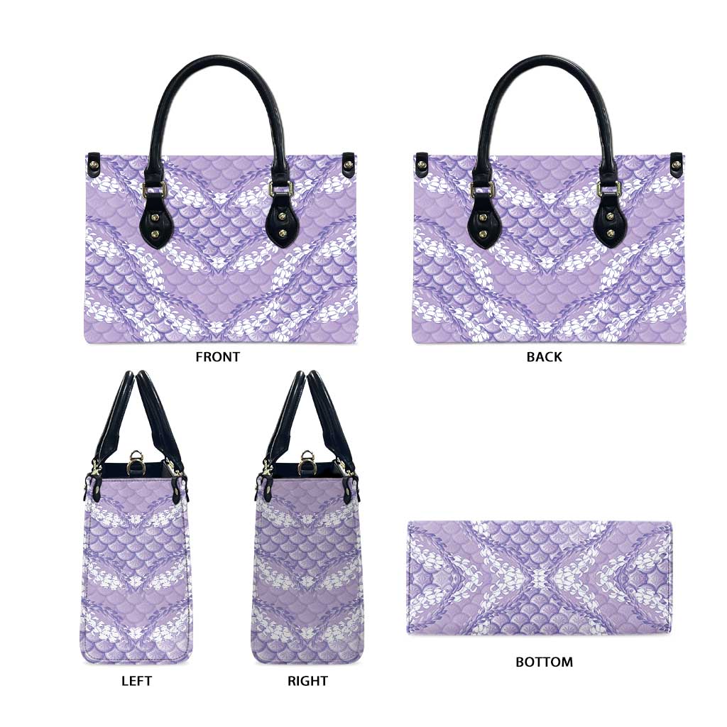 Lilac Mermaid Puakenikeni Maile Lei Leather Bag