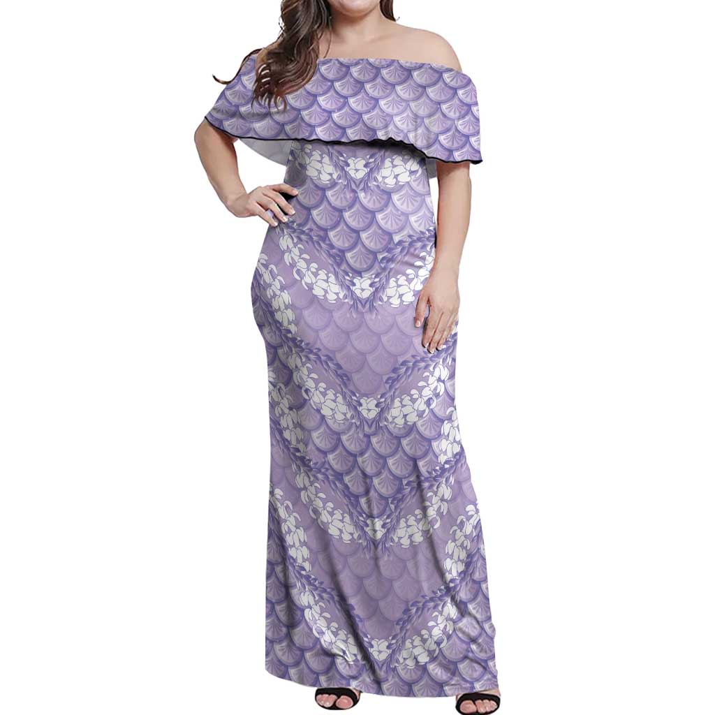 Lilac Mermaid Puakenikeni Maile Lei Off Shoulder Maxi Dress LT01 Women Purple - Polynesian Pride