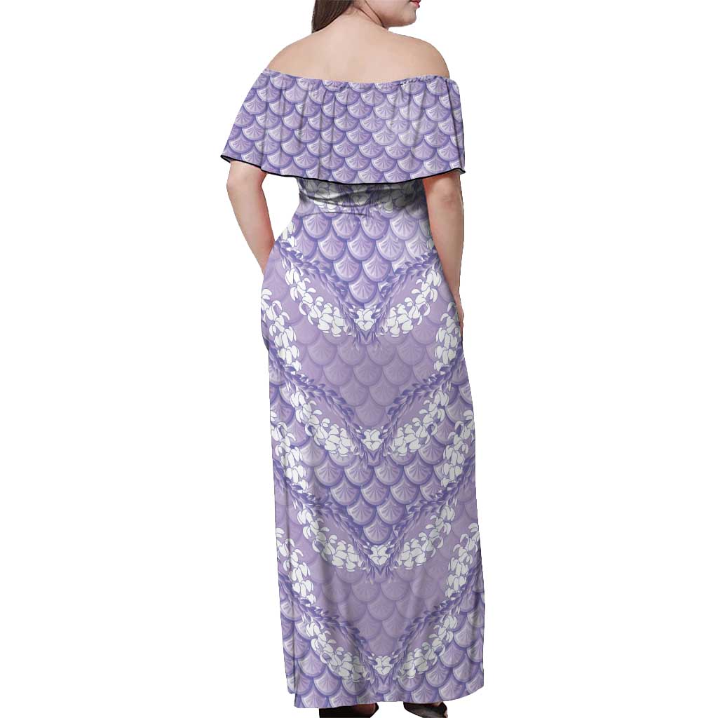 Lilac Mermaid Puakenikeni Maile Lei Off Shoulder Maxi Dress LT01 - Polynesian Pride