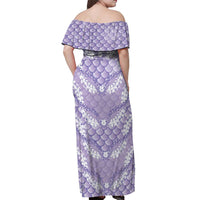 Lilac Mermaid Puakenikeni Maile Lei Off Shoulder Maxi Dress LT01 - Polynesian Pride