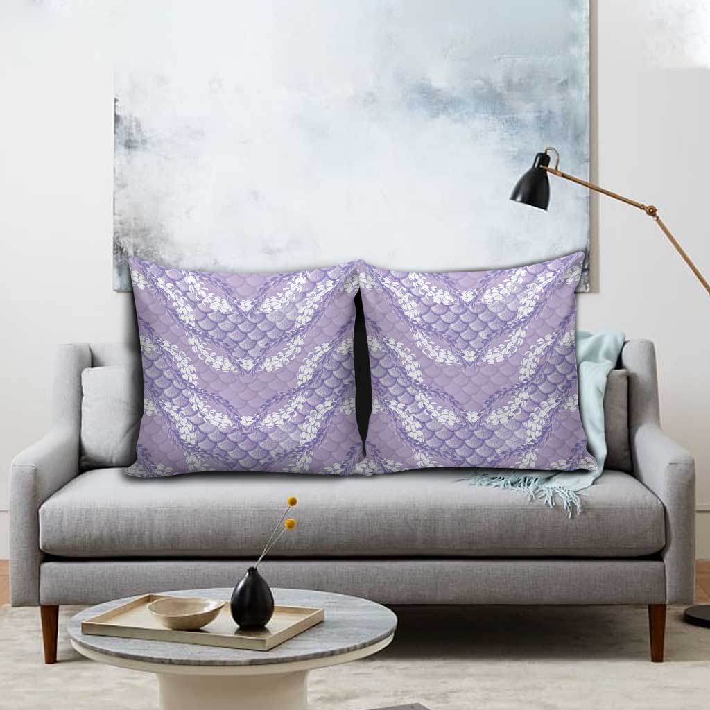 Lilac Mermaid Puakenikeni Maile Lei Pillow Cover
