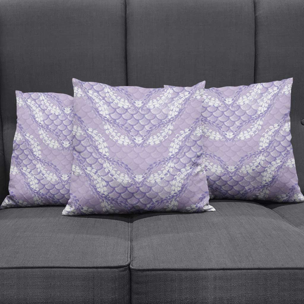 Lilac Mermaid Puakenikeni Maile Lei Pillow Cover