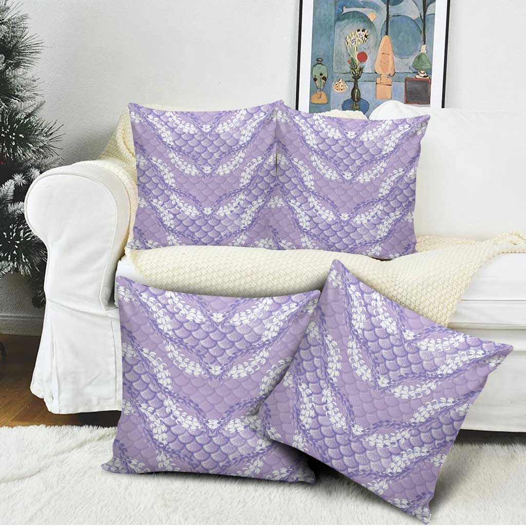 Lilac Mermaid Puakenikeni Maile Lei Pillow Cover
