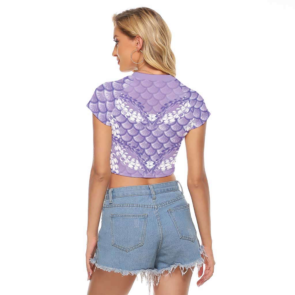 Lilac Mermaid Puakenikeni Maile Lei Raglan Cropped T Shirt LT01 - Polynesian Pride
