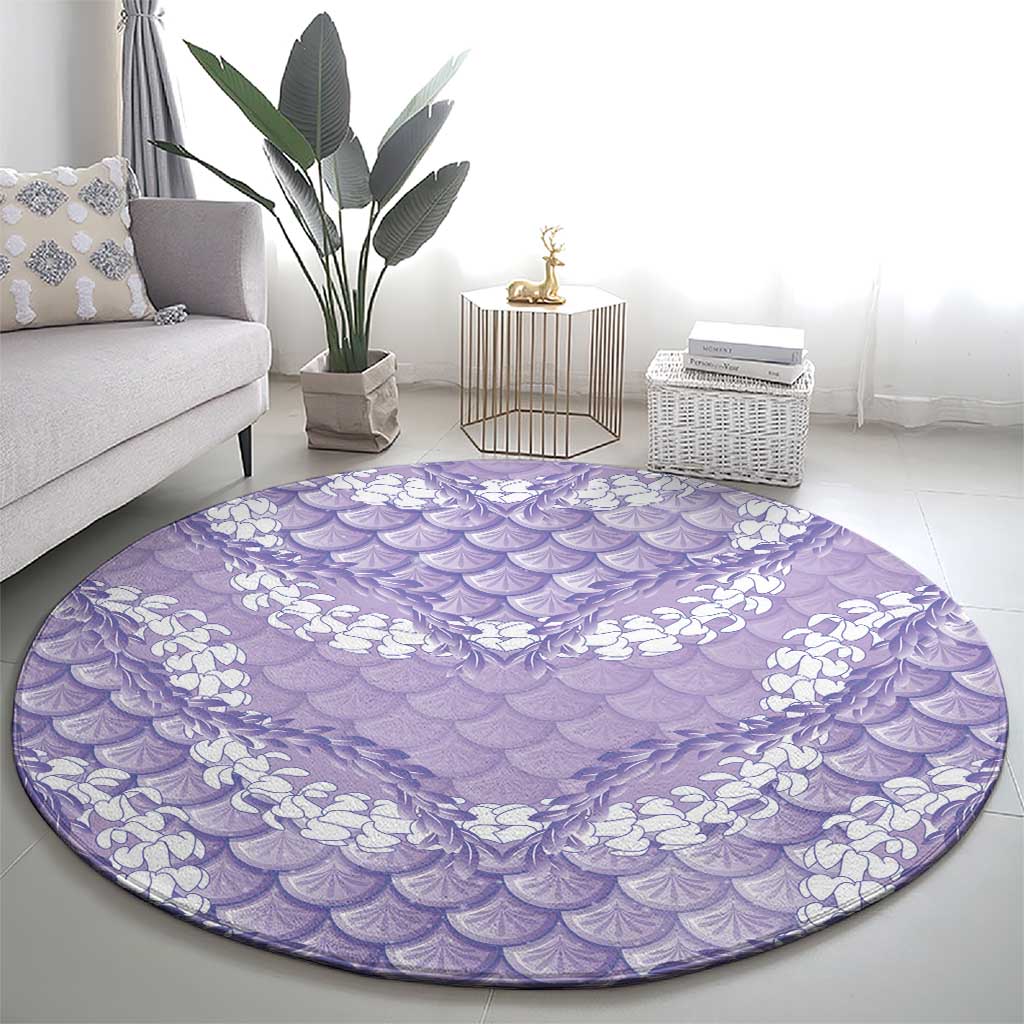Lilac Mermaid Puakenikeni Maile Lei Round Carpet