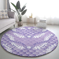 Lilac Mermaid Puakenikeni Maile Lei Round Carpet