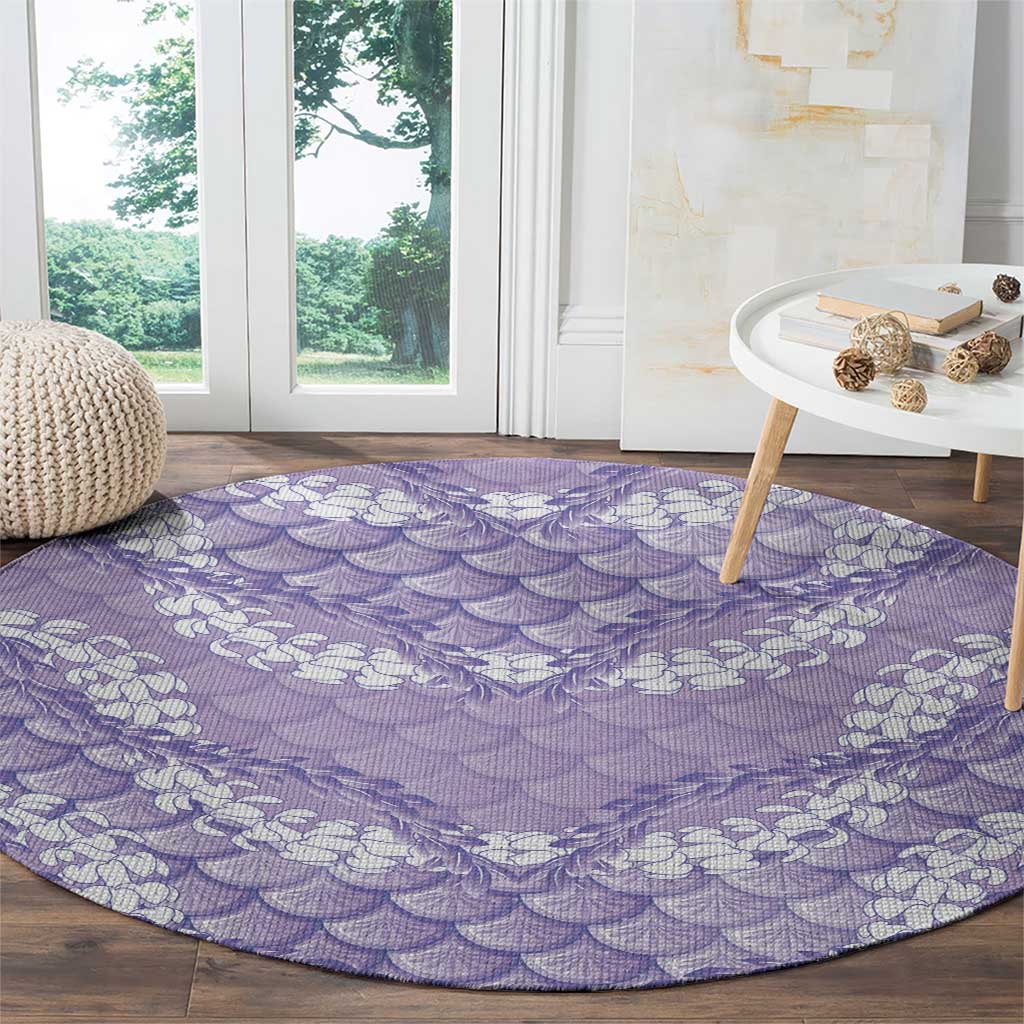 Lilac Mermaid Puakenikeni Maile Lei Round Carpet