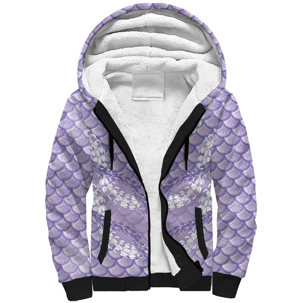 Lilac Mermaid Puakenikeni Maile Lei Sherpa Hoodie