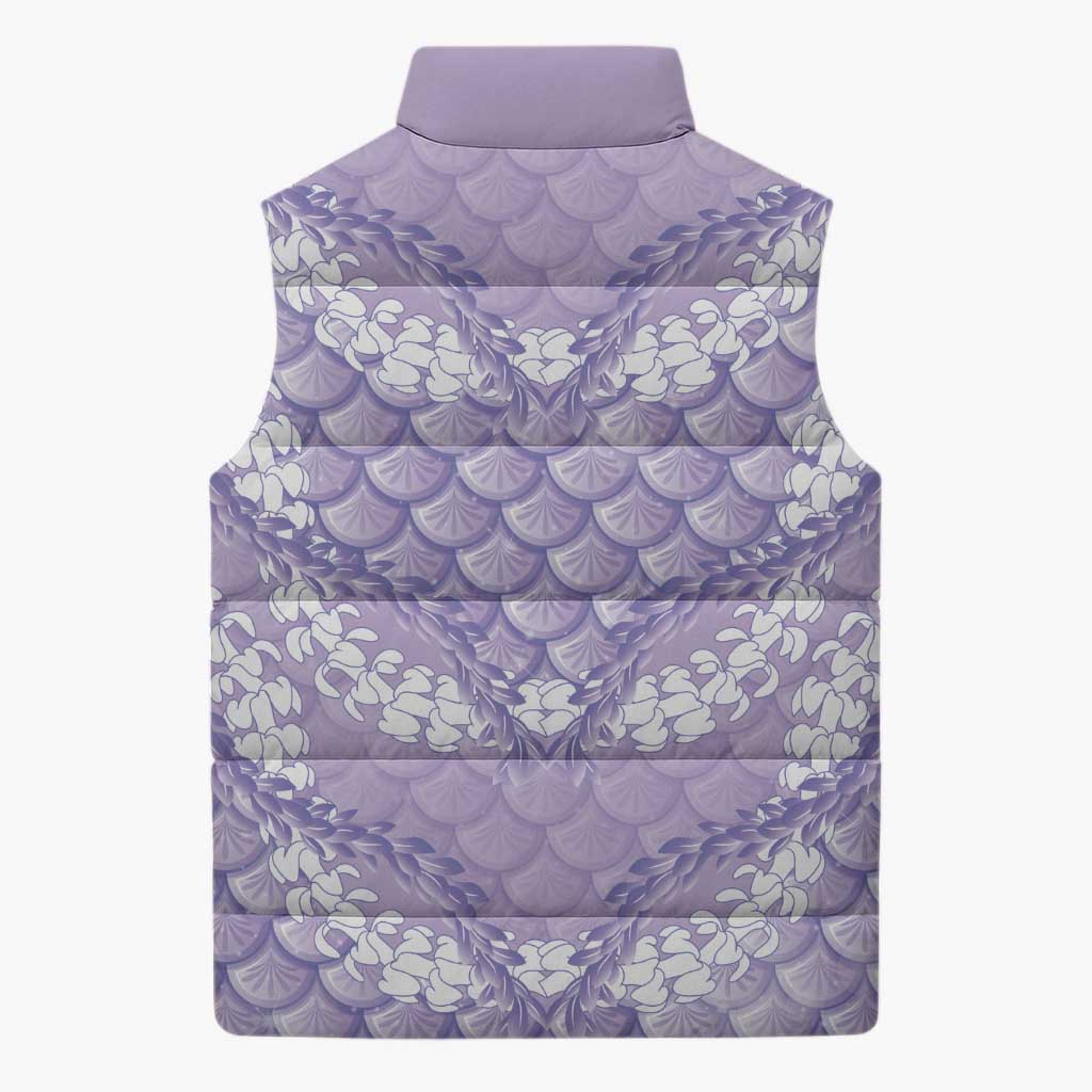 Lilac Mermaid Puakenikeni Maile Lei Sleeveless Puffer Jacket