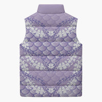 Lilac Mermaid Puakenikeni Maile Lei Sleeveless Puffer Jacket