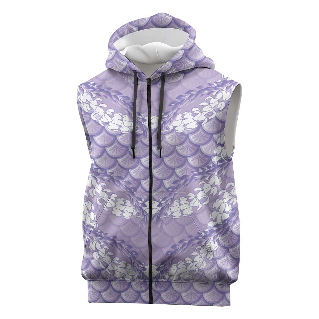 Lilac Mermaid Puakenikeni Maile Lei Sleeveless Zip Hoodie