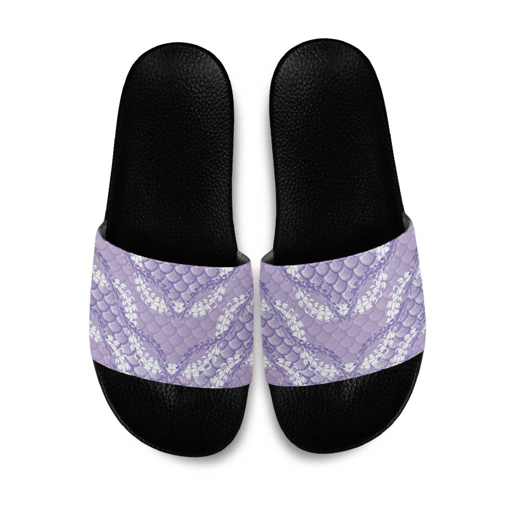Lilac Mermaid Puakenikeni Maile Lei Slide Sandals LT01 Purple - Polynesian Pride