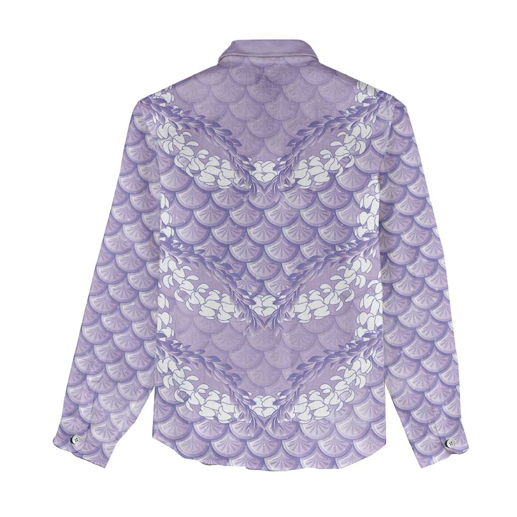 Lilac Mermaid Puakenikeni Maile Lei Women Casual Shirt LT01 - Polynesian Pride