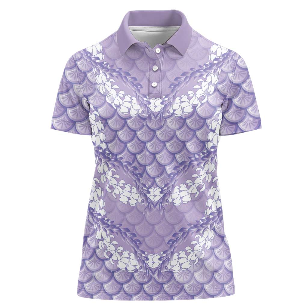 Lilac Mermaid Puakenikeni Maile Lei Women Polo Shirt LT01 Female Purple - Polynesian Pride