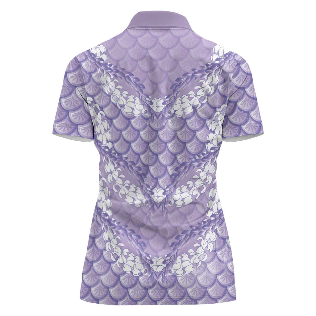 Lilac Mermaid Puakenikeni Maile Lei Women Polo Shirt LT01 - Polynesian Pride