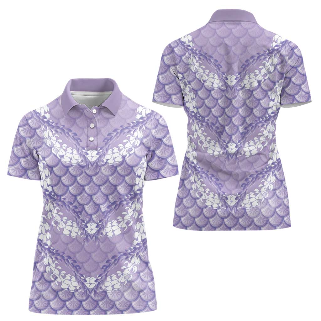 Lilac Mermaid Puakenikeni Maile Lei Women Polo Shirt LT01 - Polynesian Pride