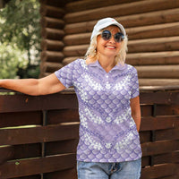 Lilac Mermaid Puakenikeni Maile Lei Women Polo Shirt LT01 - Polynesian Pride