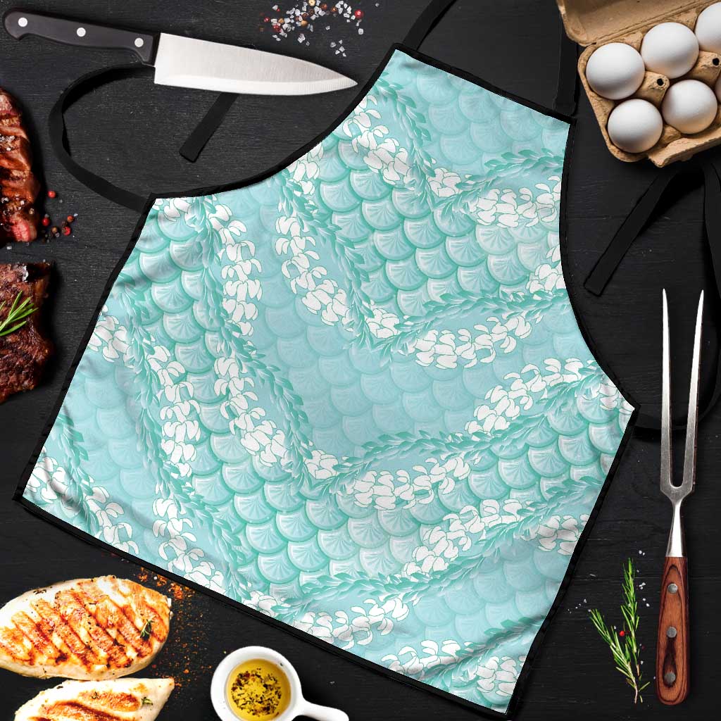 Light Turquoise Mermaid Puakenikeni Maile Lei Apron