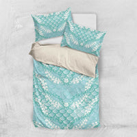 Light Turquoise Mermaid Puakenikeni Maile Lei Bedding Set